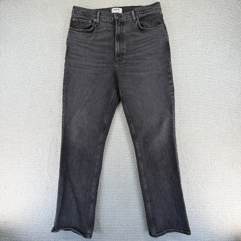 Agolde Jeans Womens Size 31 33x29 Black High Rise Stovepipe Stretch Cotton Denim